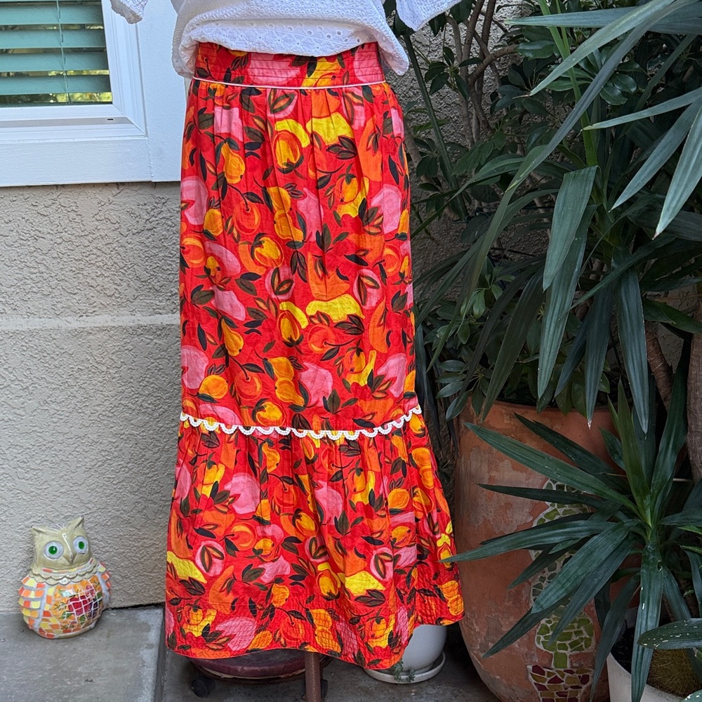 New Anthology FARM Rio Multicolored Cotton Maxi Skirt